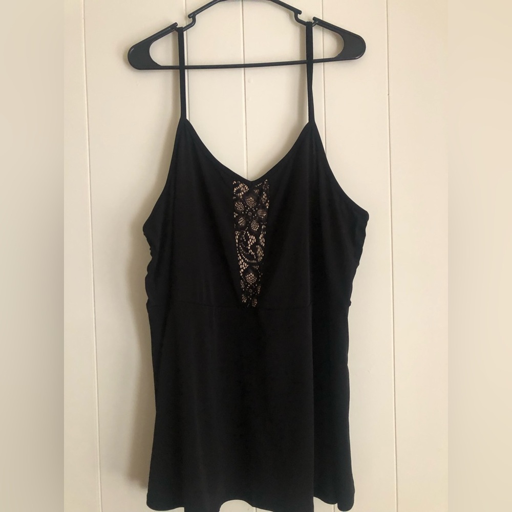 Torrid Cami Babydoll Top with Lace Detail and Tan Insert